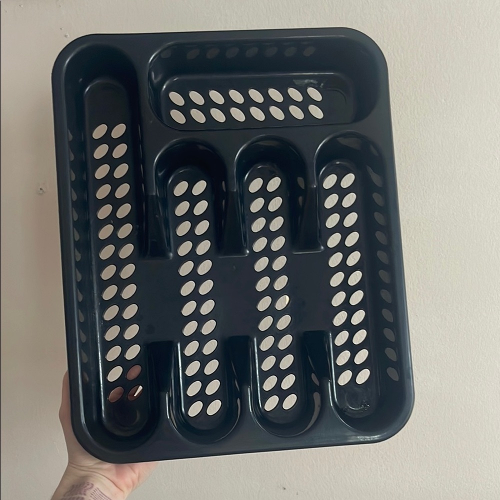 Black Utensil Organizer Cutlery Tray